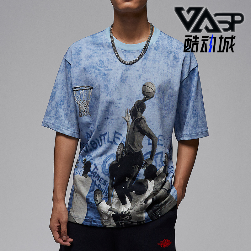 Nike/耐克正品JORDAN男士运动图案时尚针织透气短袖HJ2363-427