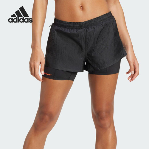 Adidas/阿迪达斯官方正品当季款女士二合一跑步短裤JY4086