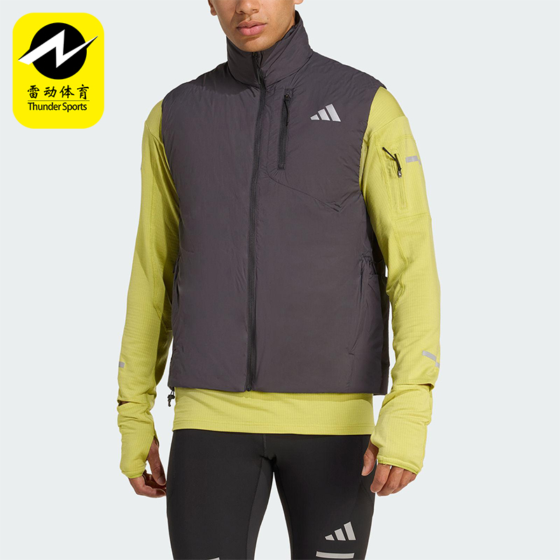 Adidas/阿迪达斯正品2025冬季男士立领保暖跑步运动棉马甲JM5715