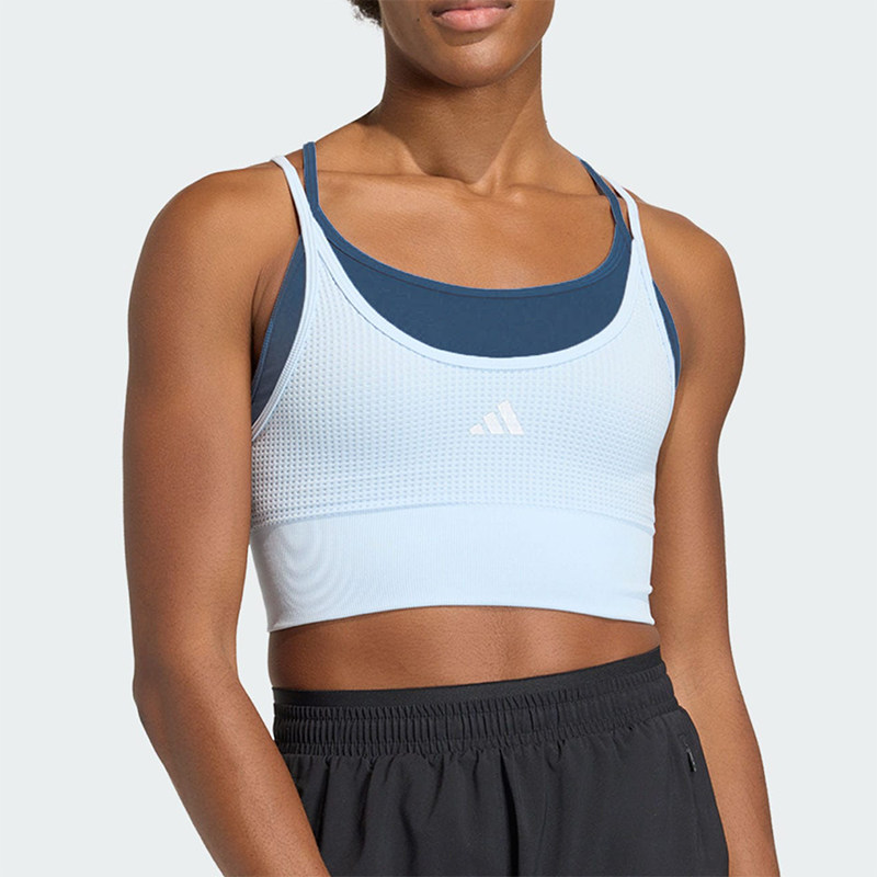 Adidas/阿迪达斯正品春季女士紧身中强度瑜伽假两件内衣KQ5239