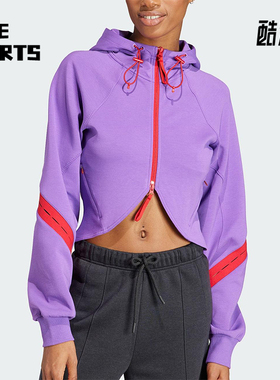 Adidas/阿迪达斯正品2026春季款女士日常连帽拼接修身外套IU0171