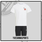 阿迪达斯正品 短裤 夏季 Adidas 新款 小童运动短袖 套装 H22613