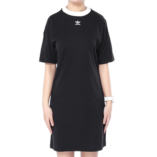 Adidas/阿迪达斯官方三叶草女子中长款圆领运动连衣裙 DH3184