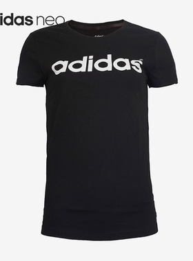 Adidas/阿迪达斯官方正品NEO女子LOGO针织圆领运动短袖T恤AY2775