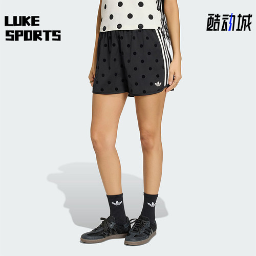 Adidas/阿迪达斯正品三叶草女士经典复古风波点运动短裤KV1172
