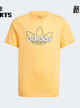 Adidas/阿迪达斯正品三叶草大童舒适圆领透气印花运动短袖GN2300