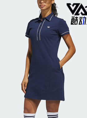 Adidas/阿迪达斯正品三叶草新款女经典藏蓝色短袖连衣裙KB8608