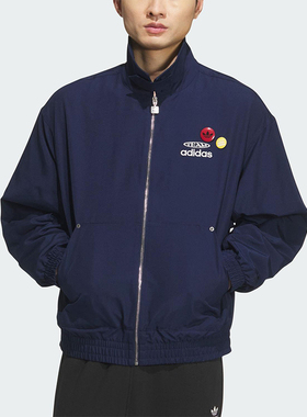 Adidas/阿迪达斯正品三叶草男士日常运动宽松翻领耐穿外套KC0135