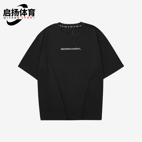Skechers/斯凯奇正品轻盈时尚夏季新款男女透气印花休闲运动短袖