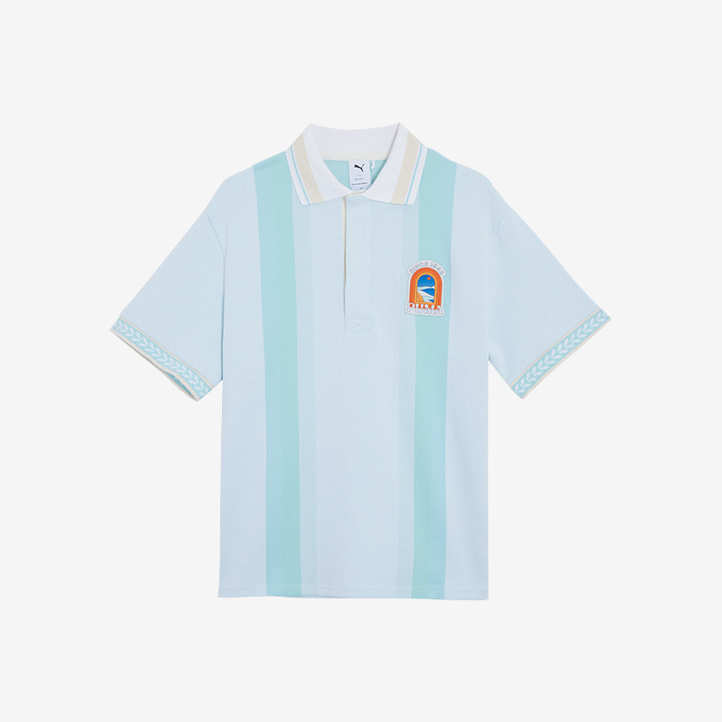 Puma/彪马正品夏季新款男女同款宽松条纹短袖Polo衫628233-02