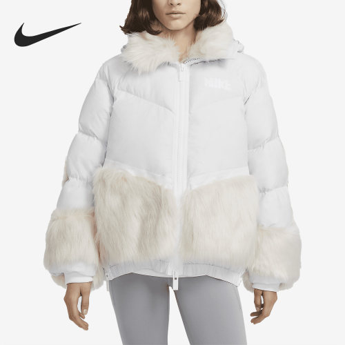 Nike/耐克正品sacai新款女子仿皮草拼接保暖羽绒服CT3267-043