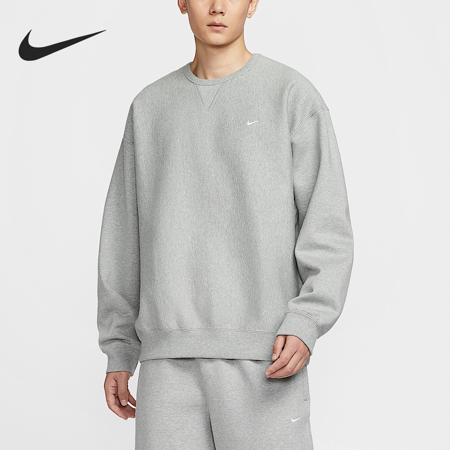 Nike/耐克正品Solo Swoosh男士圆领针织加绒卫衣HV1087-063