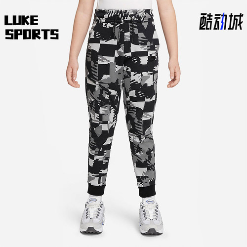Nike/耐克正品2025秋季大童系带运动满印休闲针织长裤DM8070-077