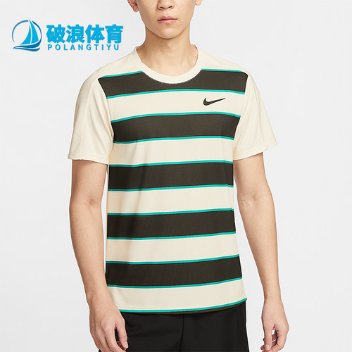 Nike/耐克正品Dri-FIT ADV男士修身网球经典条纹上衣FZ6935-110