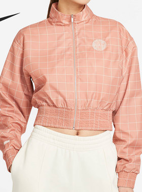 Nike/耐克正品女子格子印花立领梭织运动夹克外套 CZ8235-260