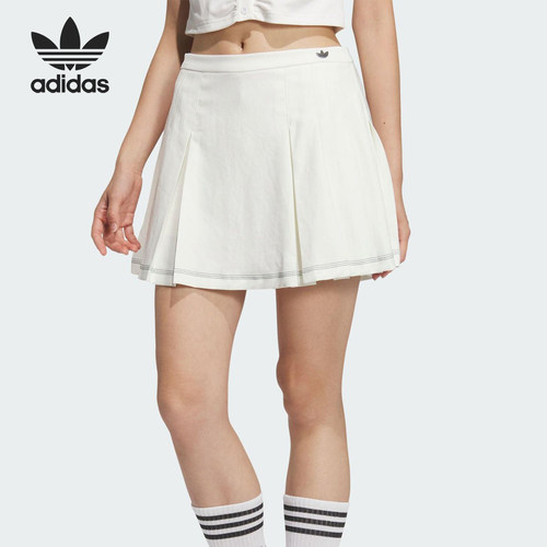 Adidas/阿迪达斯官方正品三叶草女士复古运动A字百褶短裙JM8016
