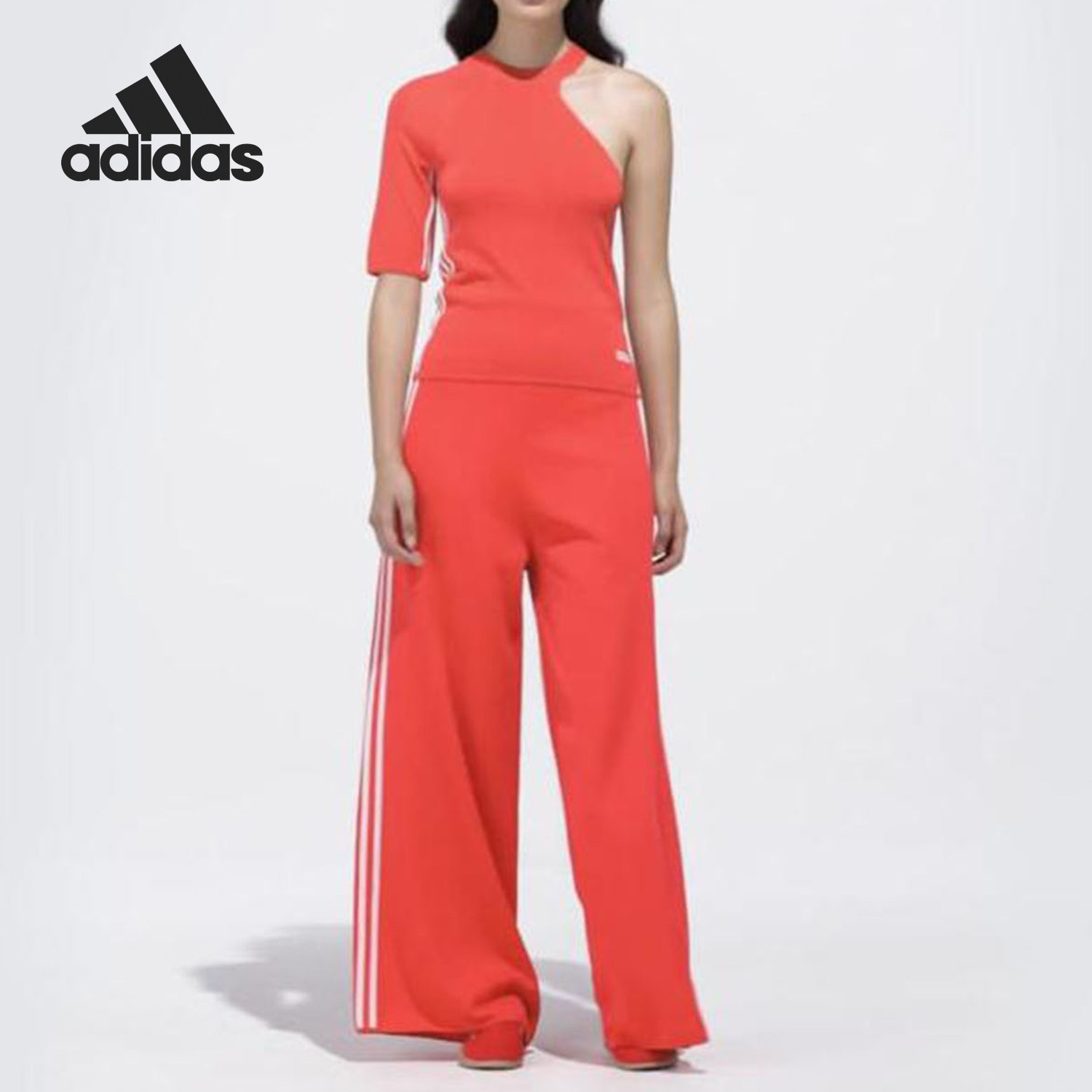 Adidas/阿迪达斯正品2020单边条纹女子裤喇叭裤阔腿长裤 DU7871