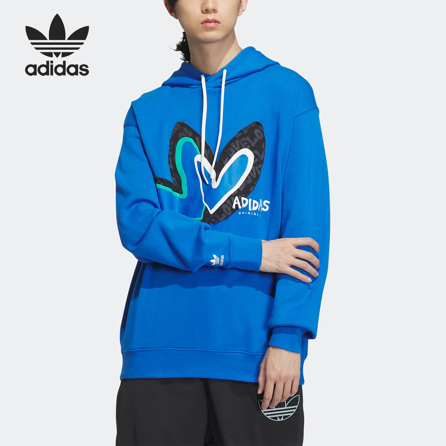 Adidas/阿迪达斯官方正品三叶草男士新款时尚透气连帽卫衣IK8650