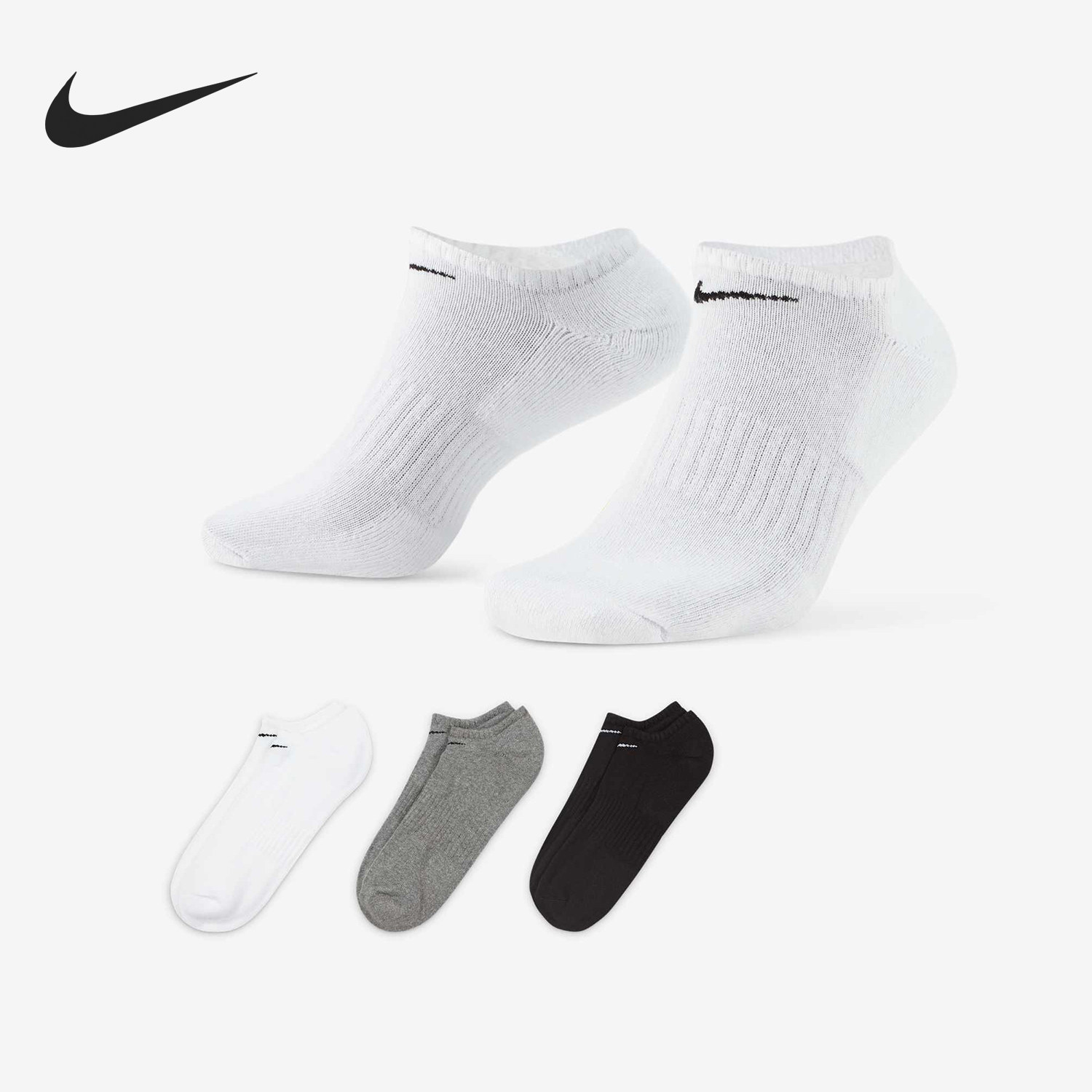 Nike/耐克正品夏季男女训练透气轻便船袜三双装SX7673-964
