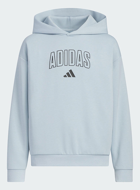 Adidas/阿迪达斯正品2025新款大童针织宽松连帽套头卫衣KC1549