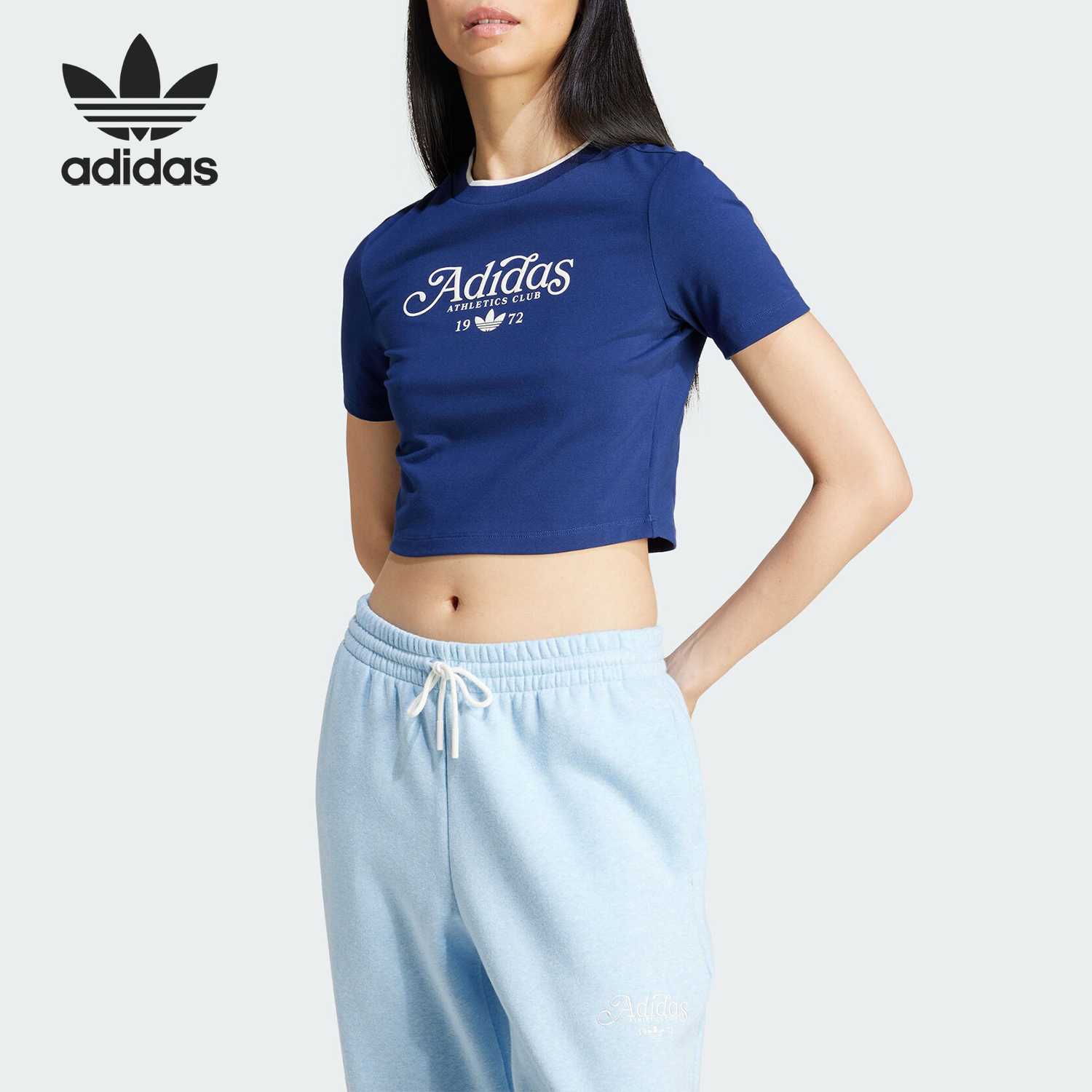 Adidas/阿迪达斯正品三叶草女士运动休闲短款圆领短袖IX3544