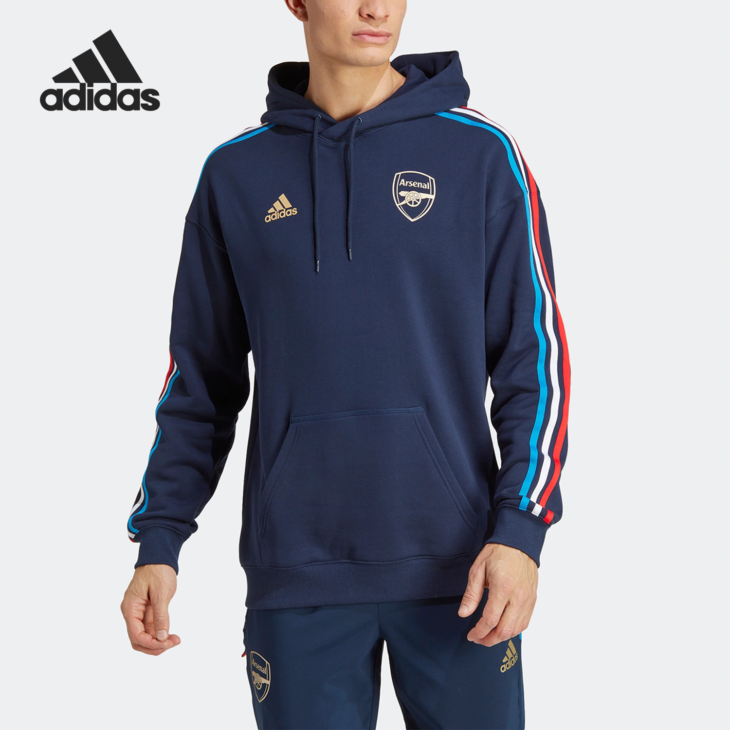 Adidas/阿迪达斯正品男子舒适连帽套头休闲运动卫衣 HZ9990