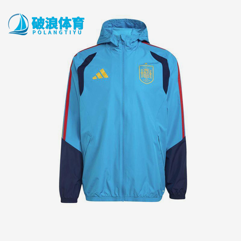 Adidas/阿迪达斯正品新款男蓝藏蓝色球类经典运动夹克外套KA3498