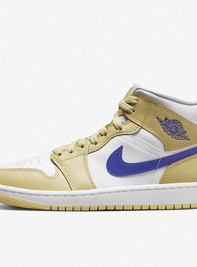 Nike/耐克正品新款Air Jordan 1 MidLemonWash女子板鞋BQ6472-701