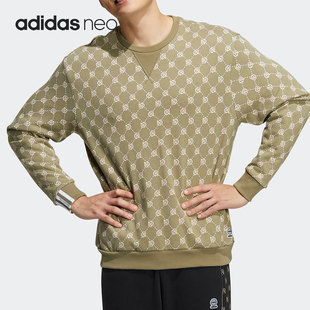 NEO新款 男女满印运动宽松圆领卫衣HM1993 阿迪达斯官方正品 Adidas
