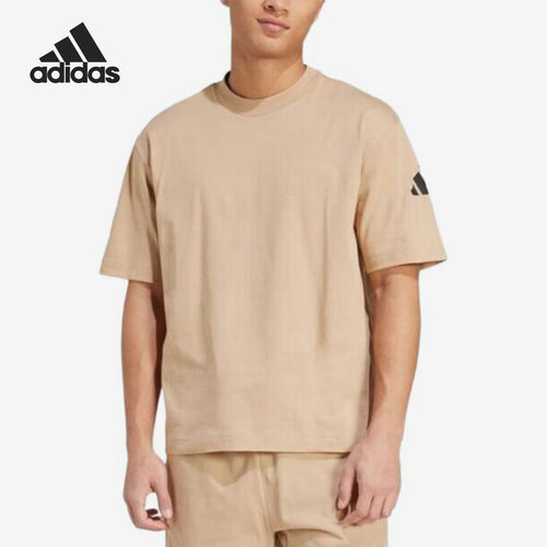 Adidas/阿迪达斯官方正品S新款男卡其黑色运动休闲短袖T恤JX5666
