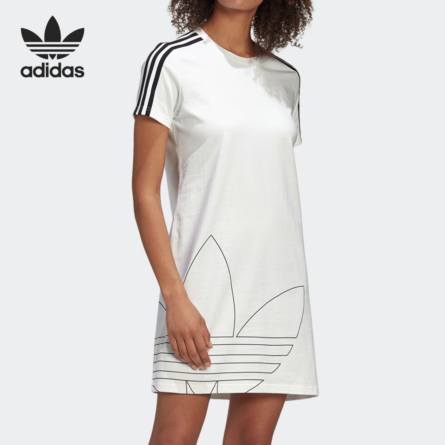 Adidas/阿迪达斯官方正品三叶草女子运动圆领短袖连衣裙 GK3772