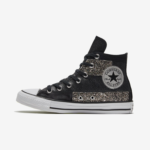 Converse匡威正品新款休闲女子复古亮片拼接高帮帆布板鞋569427C