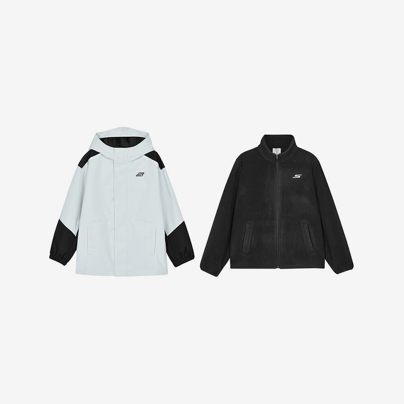 Skechers/斯凯奇正品2024秋季新款儿童拼接户外二合一外套