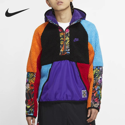 Nike/耐克正品2025新款男士时尚拼接羊羔绒套头衫CU3672-546