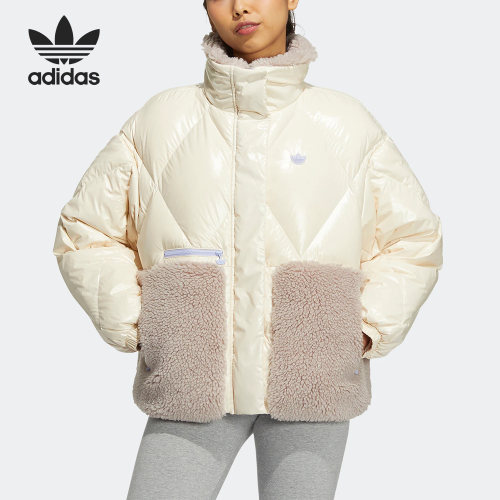 Adidas/阿迪达斯正品三叶草女子仿羊羔绒运动羽绒服HS9524