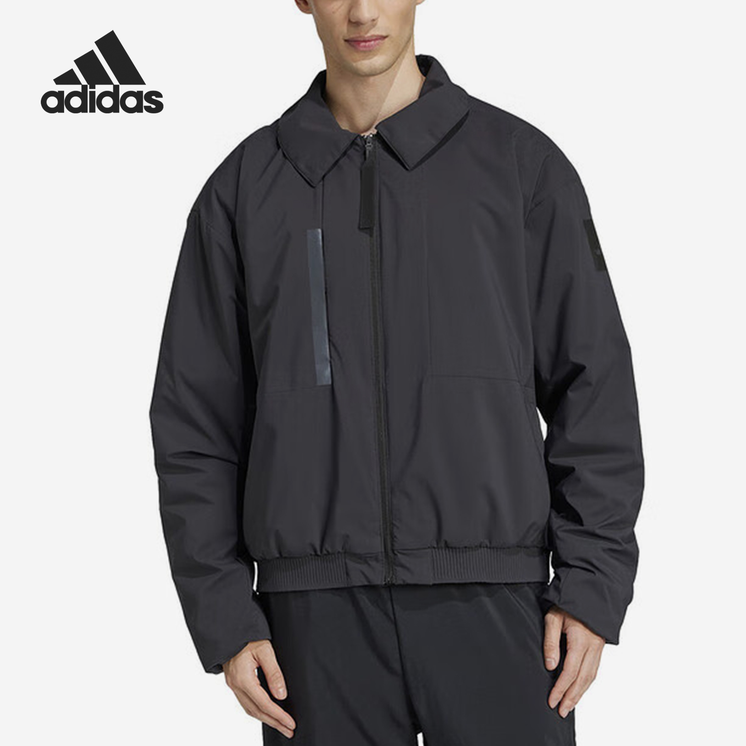 Adidas/阿迪达斯官方正品运动男士翻领经典拉链宽松棉服JD6663