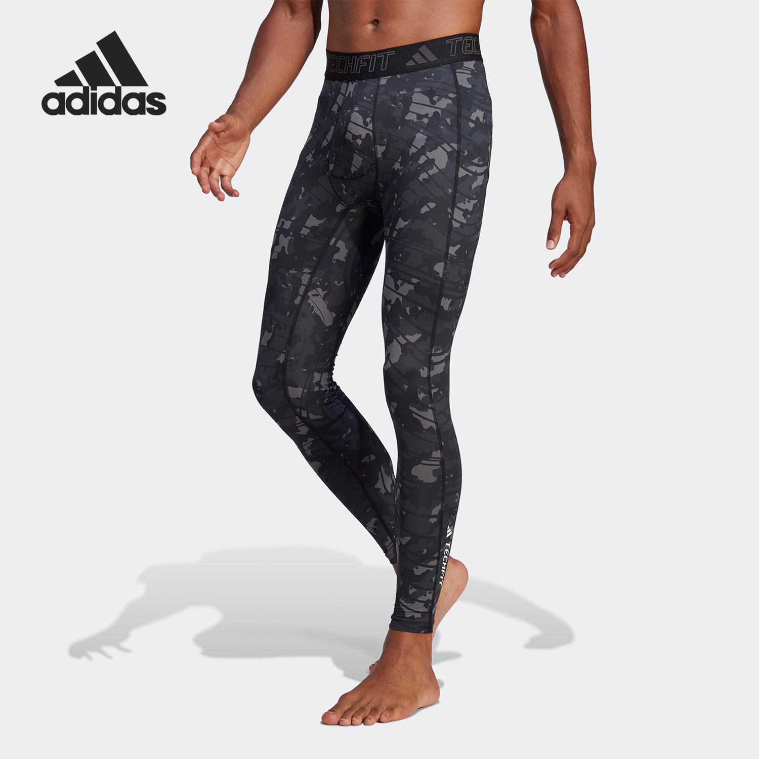 Adidas/阿迪达斯正品新款男士印花运动训练紧身长裤HS7569