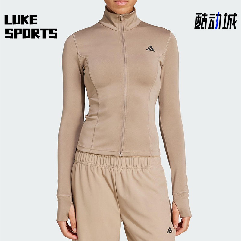 Adidas/阿迪达斯正品2025女士简约半高领健身运动修身外套JW2815