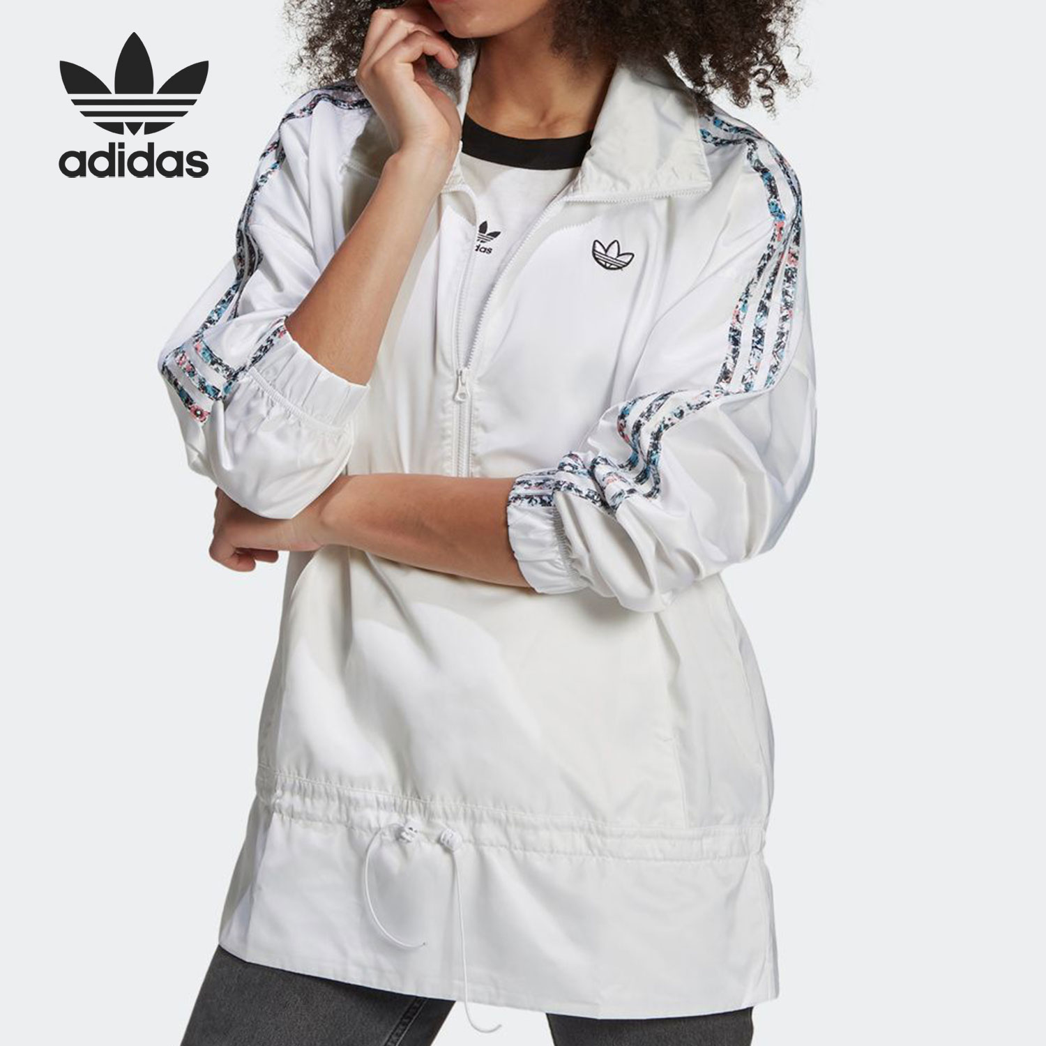 Adidas/阿迪达斯正品三叶草当季新款女子套头半拉链外套GN3106