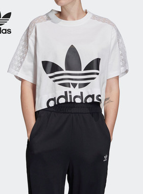 Adidas/阿迪达斯正品三叶草 TEE 女子短款宽松运动短袖T恤 FL4128