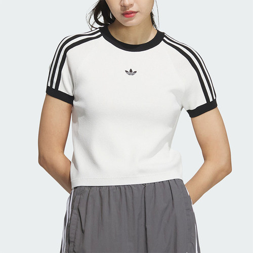阿迪达斯女士修身针织短袖T恤