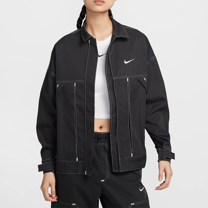 Nike/耐克正品新款女士拼接宽松梭织翻领夹克外套IB5588-010