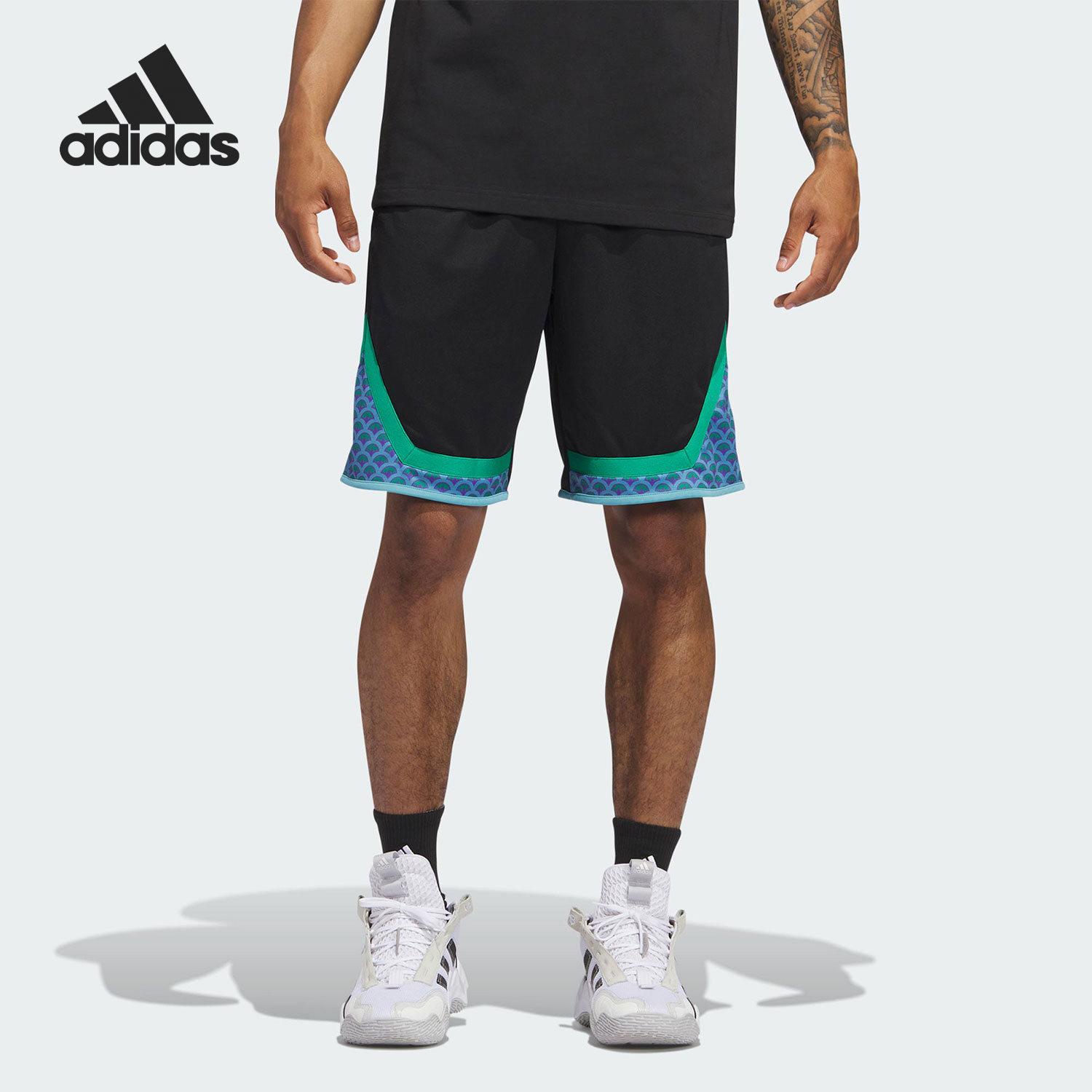 Adidas/阿迪达斯正品PRO BLCK LU男士梭织篮球运动短裤IN2477