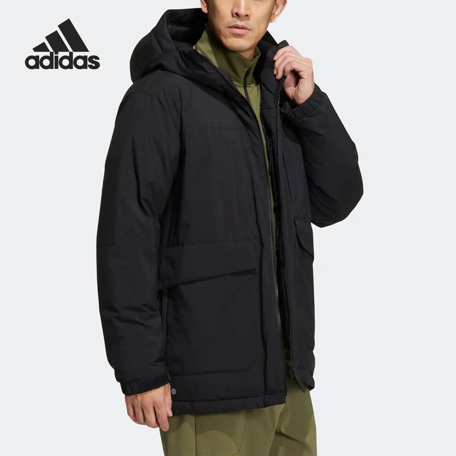 Adidas/阿迪达斯官方正品户外运动情侣款宽松连帽羽绒服HN2008