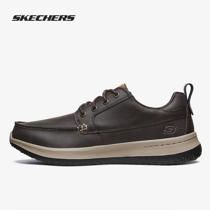 Skechers/斯凯奇正品2019新品时尚系带休闲皮鞋男 轻质舒适低帮鞋