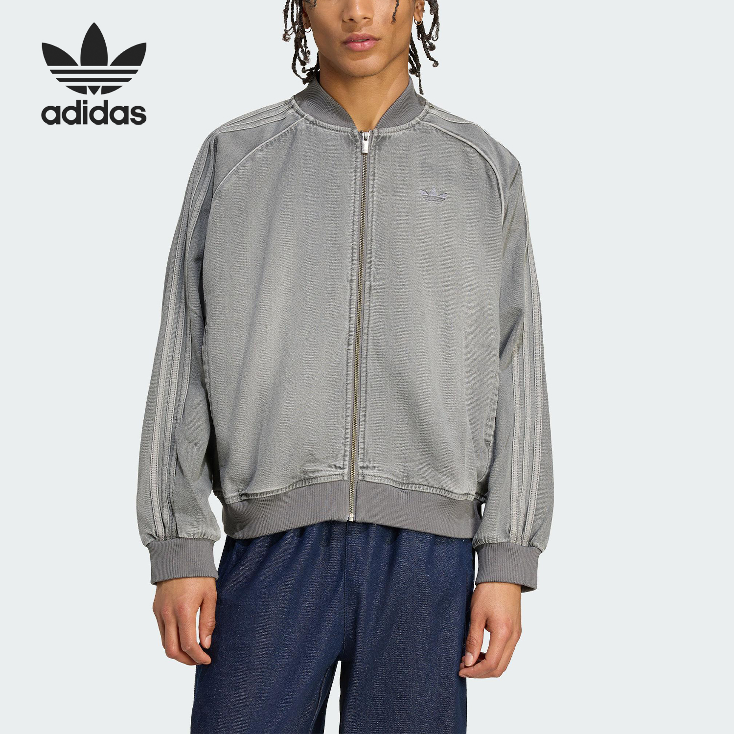 Adidas/阿迪达斯官方正品三叶草男士宽松牛仔运动经典外套JW5915