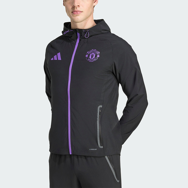 Adidas/阿迪达斯正品2025秋季款男士日常运动连帽足球外套JV5351