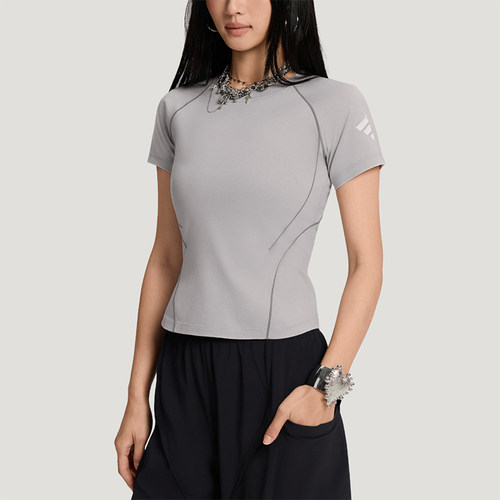 Adidas/阿迪达斯正品夏季新款女士修身针织圆领短袖T恤KY7862