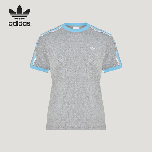 Adidas阿迪达斯正品CALI女蕾丝短袖圆领柔软舒适运动T恤LF2333