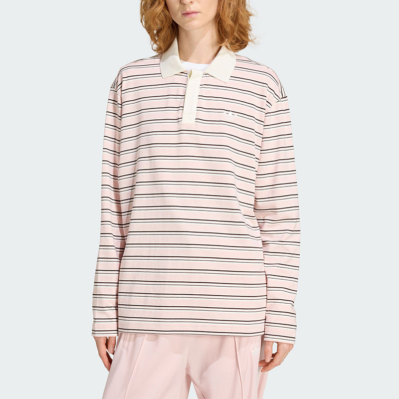 Adidas/阿迪达斯正品三叶草女士透气潮流宽松长袖POLO衫KU8351